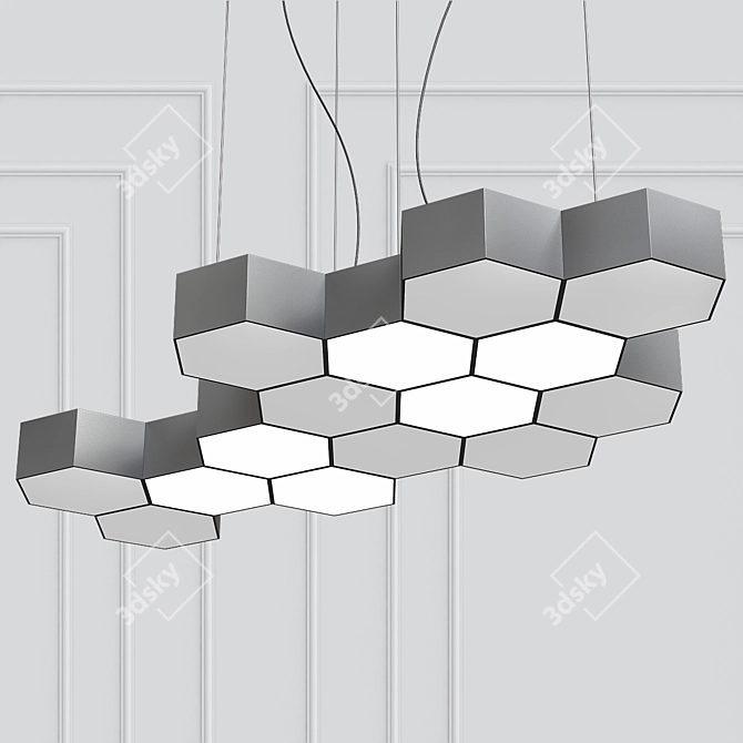 Hexagonal Suspension Lamp with Energy-Saving LED - Honeycomb 3D model image 1