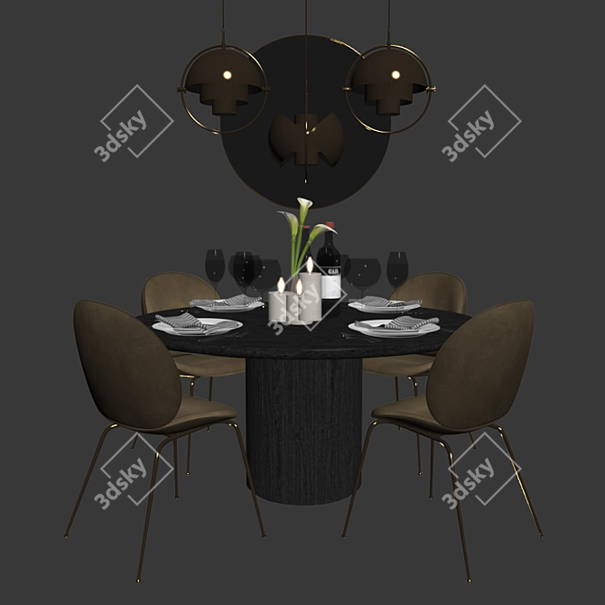 Luxury Gubi Dining Collection 3D model image 2