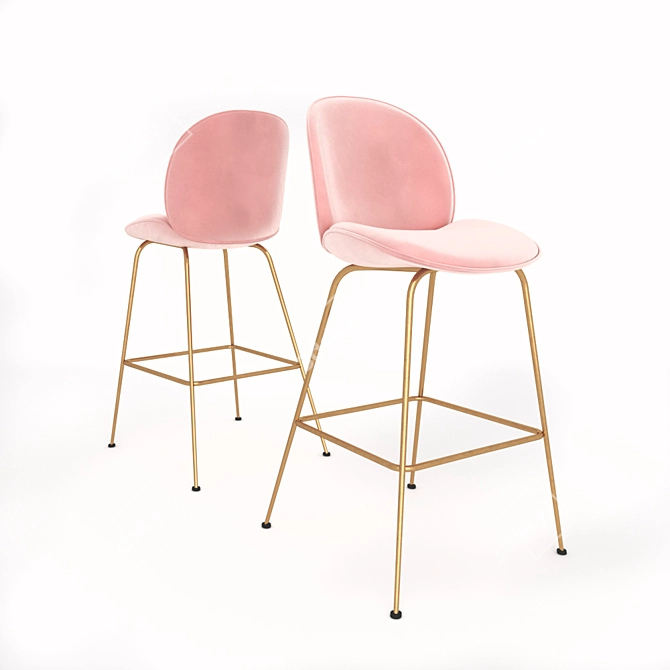 Amalfi Velvet Stool: Luxurious Seating 3D model image 1