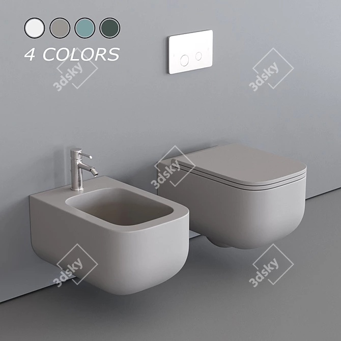 Esedra Revolution Wall-Hung Toilet & Bidet 3D model image 1