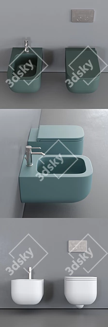 Esedra Revolution Wall-Hung Toilet & Bidet 3D model image 2