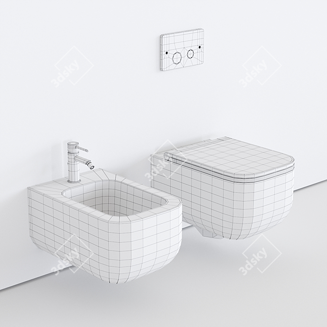 Esedra Revolution Wall-Hung Toilet & Bidet 3D model image 3