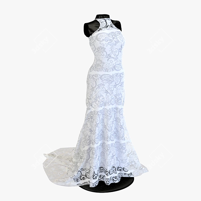 Elegant Wedding Dress with Vray 3.6 3D model image 1