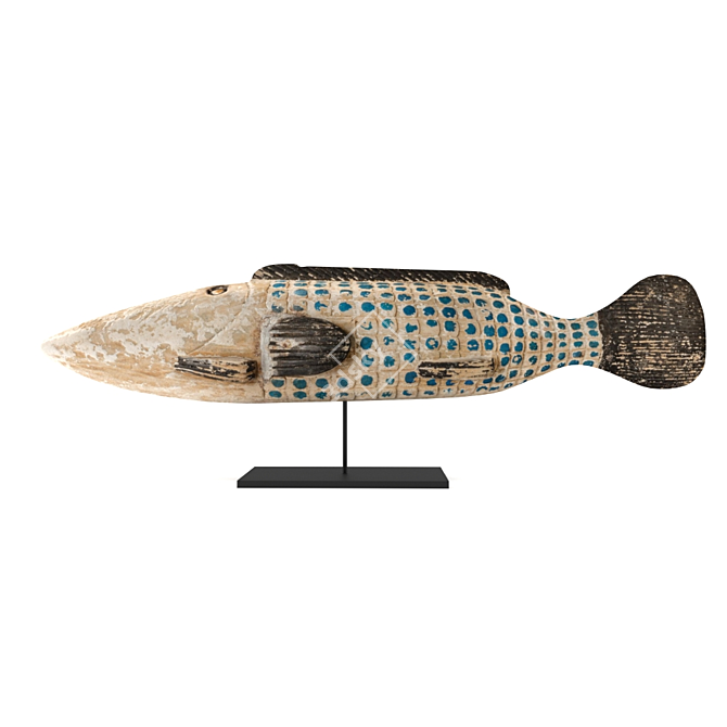 Mali Wood Puppet Fish 3D model image 1