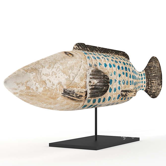 Mali Wood Puppet Fish 3D model image 2