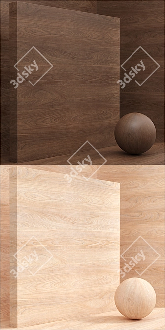 Seamless Wood Veneer Box Set 3D model image 3