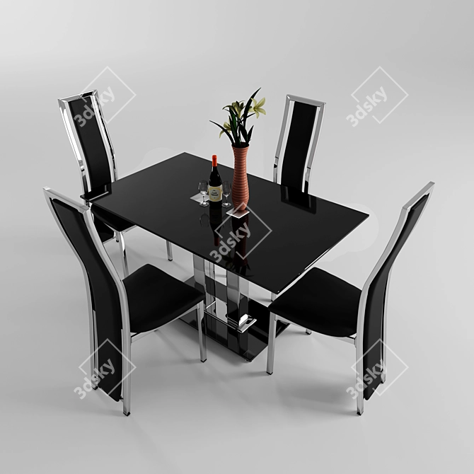 Modern Dining Set: Avrora Table & C-100 Chairs 3D model image 1