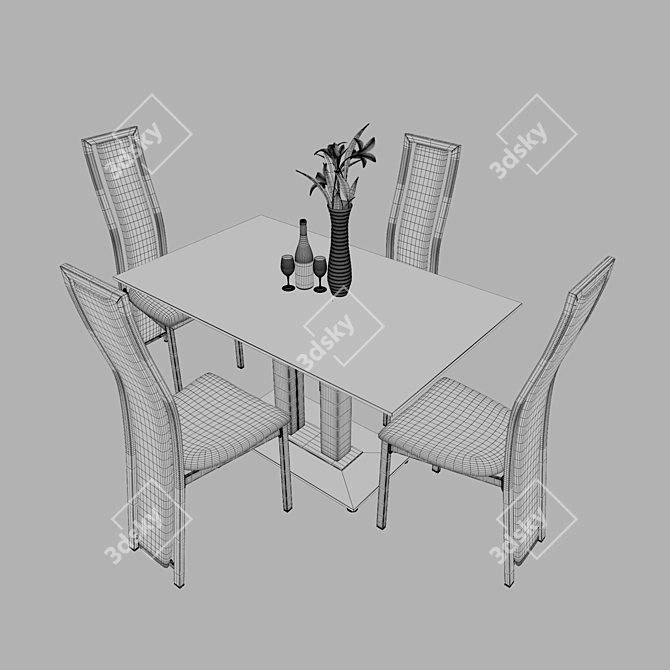 Modern Dining Set: Avrora Table & C-100 Chairs 3D model image 2