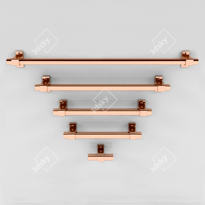 Elegant Chrome and Rose Gold Handles 3D model image 1