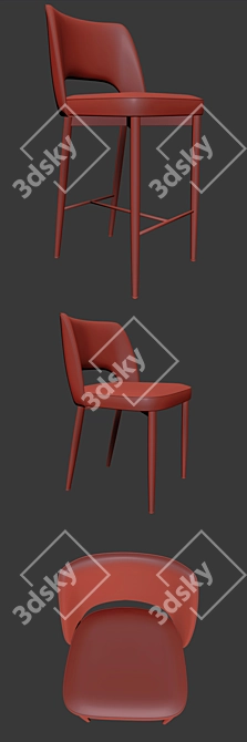 Modern Bar Stool and Dining Chair 3D model image 2