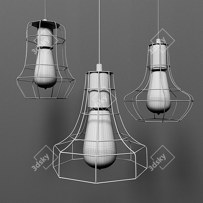 Industrial Loft Cage Luminaires 3D model image 2