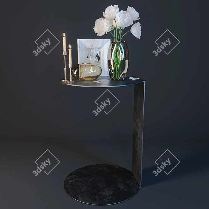 Elegant Floral Coffee Table 3D model image 2