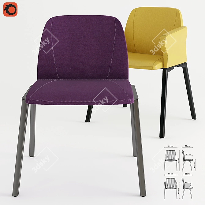 Modern Chair: KRISTALIA Plate 50 3D model image 1