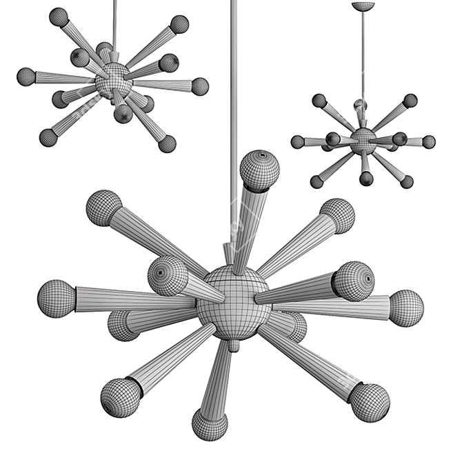 Mid Century Red Sputnik Chandelier 3D model image 3