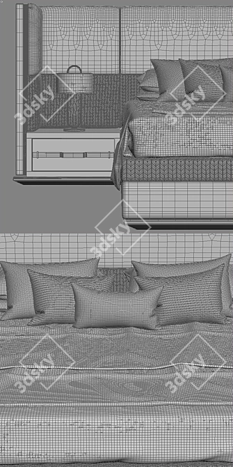 Sleek Modern Bed 3D model image 3