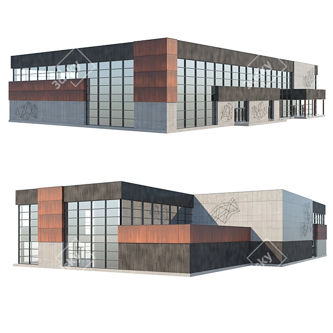 Double-Storey Public Building 3D model image 1