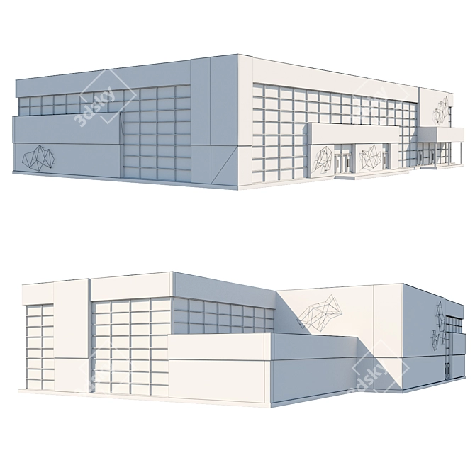 Double-Storey Public Building 3D model image 3