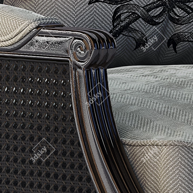 Elegant Grey Armchair with Wooden Frame 3D model image 2