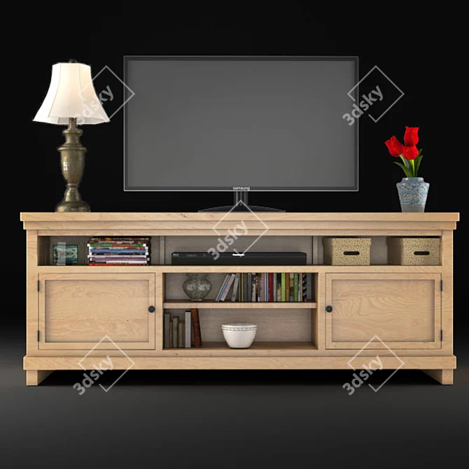 Elegant Pineland TV Stand 3D model image 1