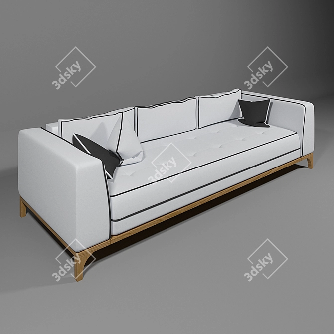 Oulu Straight Sofa: 282cm Width, 107cm Depth 3D model image 1