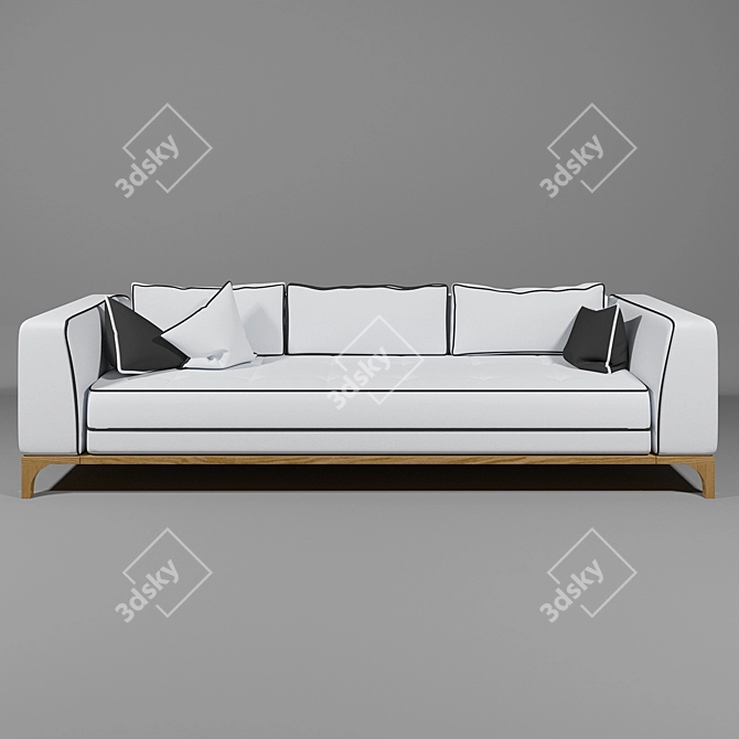 Oulu Straight Sofa: 282cm Width, 107cm Depth 3D model image 2