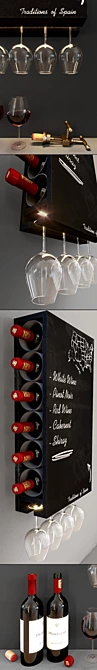 Vintage Wine Wall Cabinet 3D model image 2