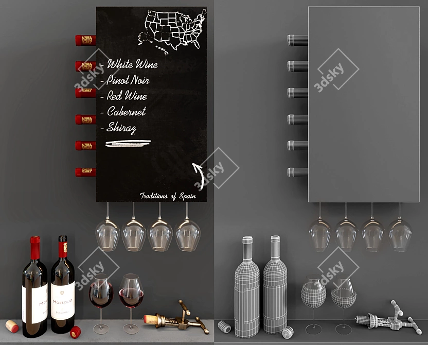 Vintage Wine Wall Cabinet 3D model image 3