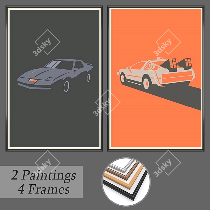 Modern Frameable Art Set 3D model image 1