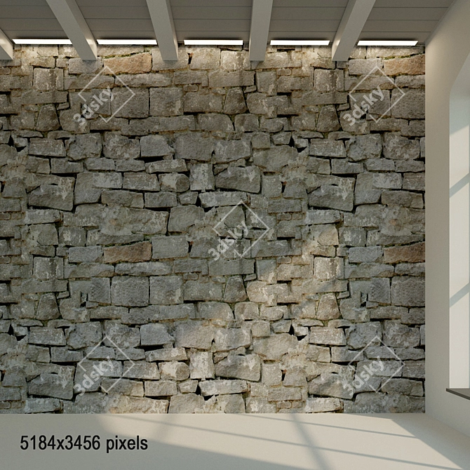 Vintage Stone Wall | High-Resolution Seamless Texture | 3D Model 3D model image 1