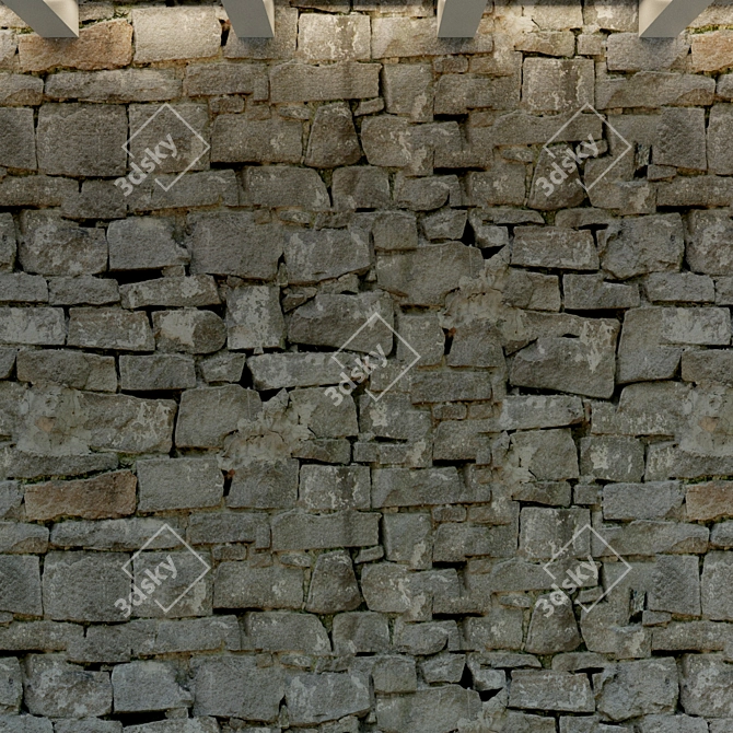 Vintage Stone Wall | High-Resolution Seamless Texture | 3D Model 3D model image 2