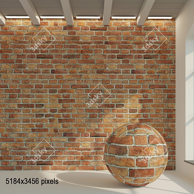 Vintage Grey Brick Wall 3D model image 1