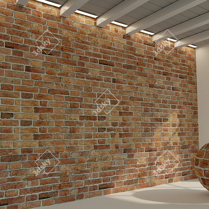 Vintage Grey Brick Wall 3D model image 2