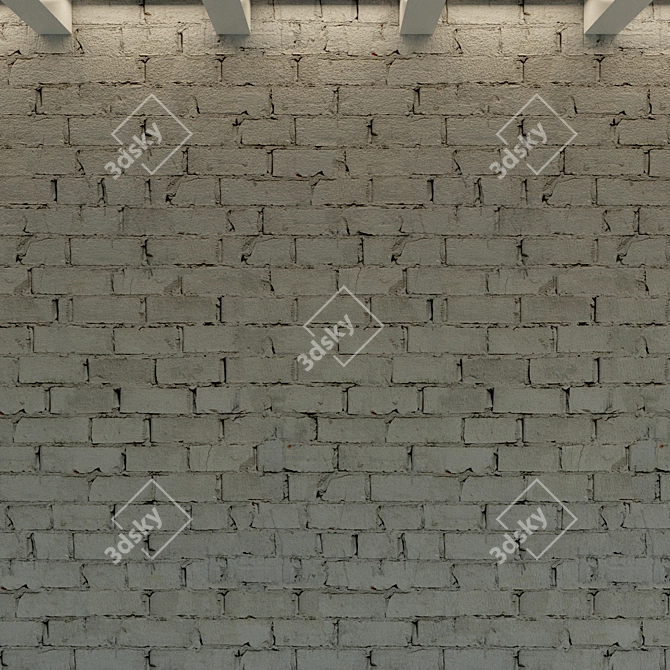 Title: Vintage Gray Painted Brick Wall 3D model image 2
