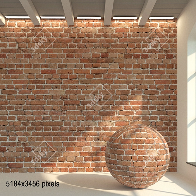 Weathered Brick Wall Texture 3D model image 1