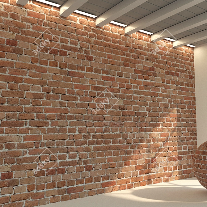 Weathered Brick Wall Texture 3D model image 2