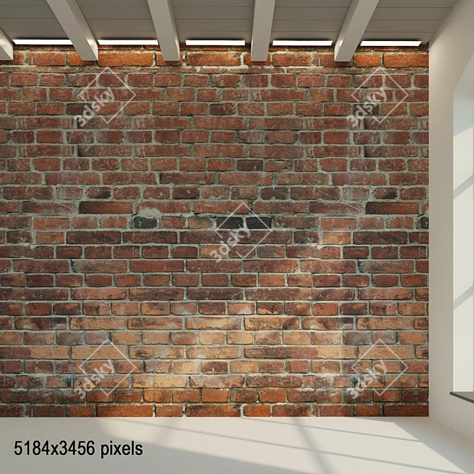 Title: Vintage Brick Wall Texture 3D model image 2