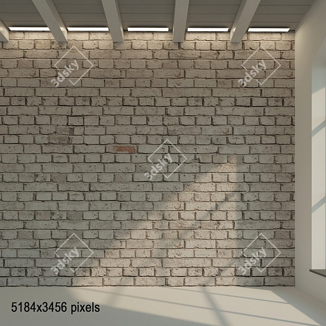 Vintage Grey Brick Wall 3D model image 1