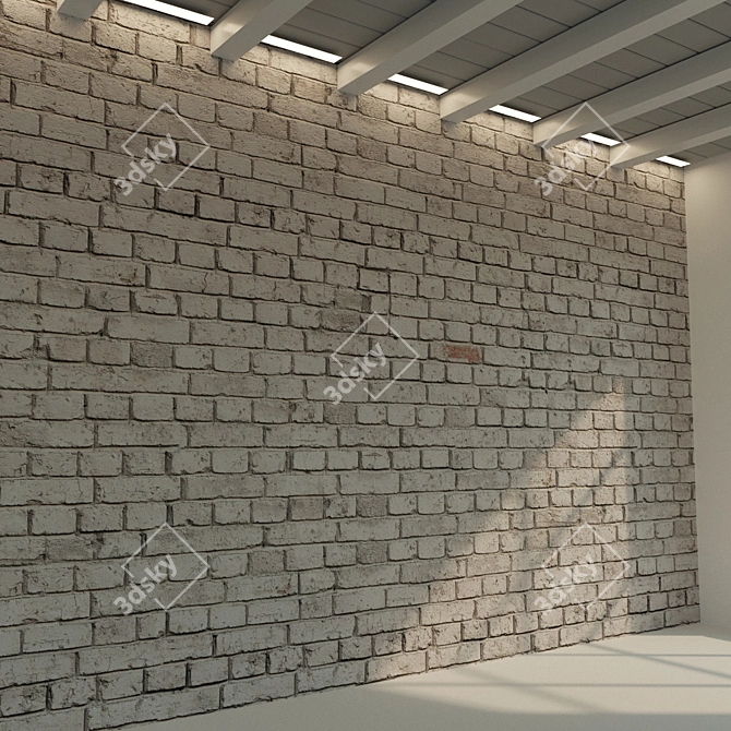 Vintage Grey Brick Wall 3D model image 2