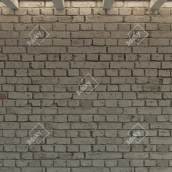 Vintage Grey Brick Wall 3D model image 3