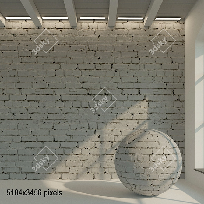 Vintage Grey Brick Wall 3D model image 1