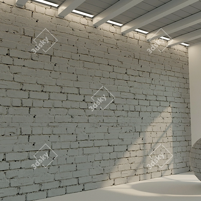 Vintage Grey Brick Wall 3D model image 2