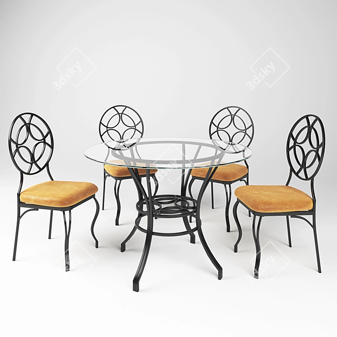 Modern Dining Set: Table & 4 Chairs 3D model image 1