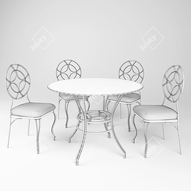 Modern Dining Set: Table & 4 Chairs 3D model image 2