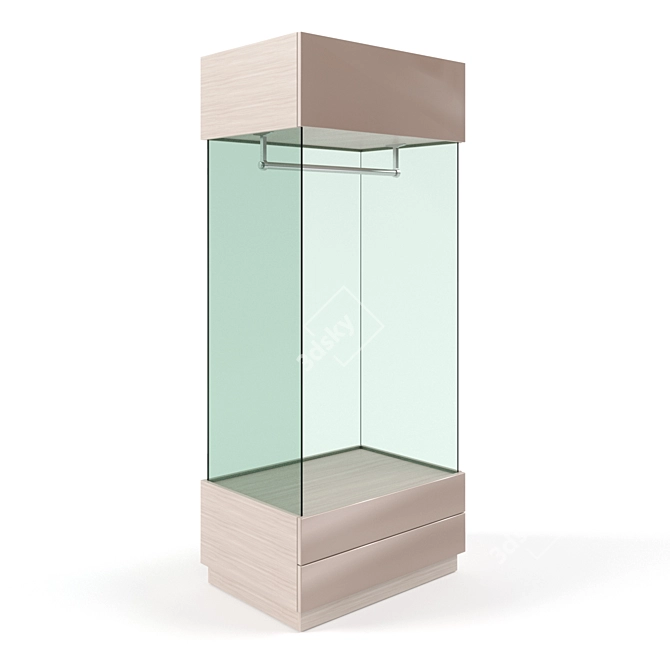 Elegant Glass Cabinet with Mirror 3D model image 1