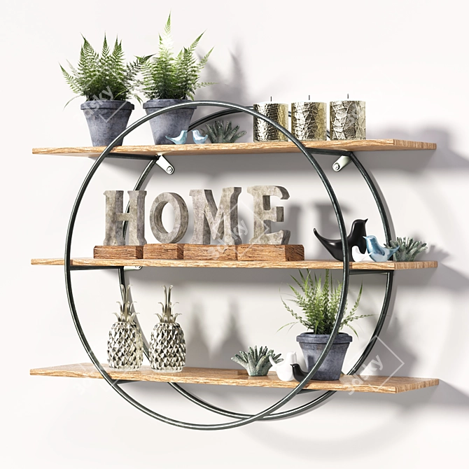 Metal Frame Shelf Decor Set 3D model image 1