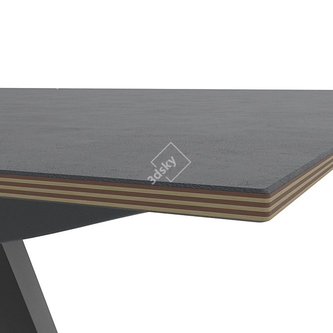 Sleek Black Dining Table 3D model image 2