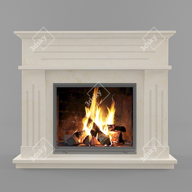 Classic Minimalist Fireplace 3D model image 1