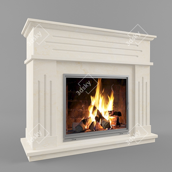 Classic Minimalist Fireplace 3D model image 2