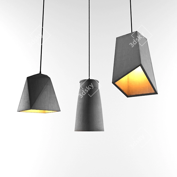 Modern Concrete Ceiling Light 3D model image 1