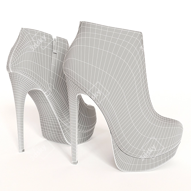 Stylish Ankle Boots with High Heels 3D model image 2